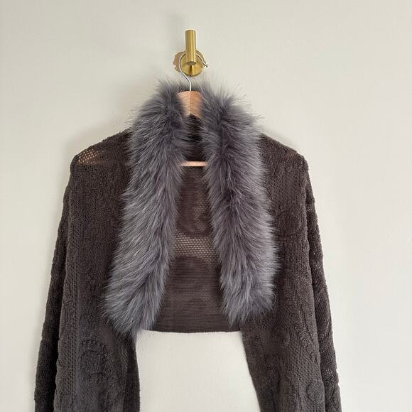 Cashmere Rabbit Fur Neck Warmer Wrap Gray One Size - Picture 4 of 10